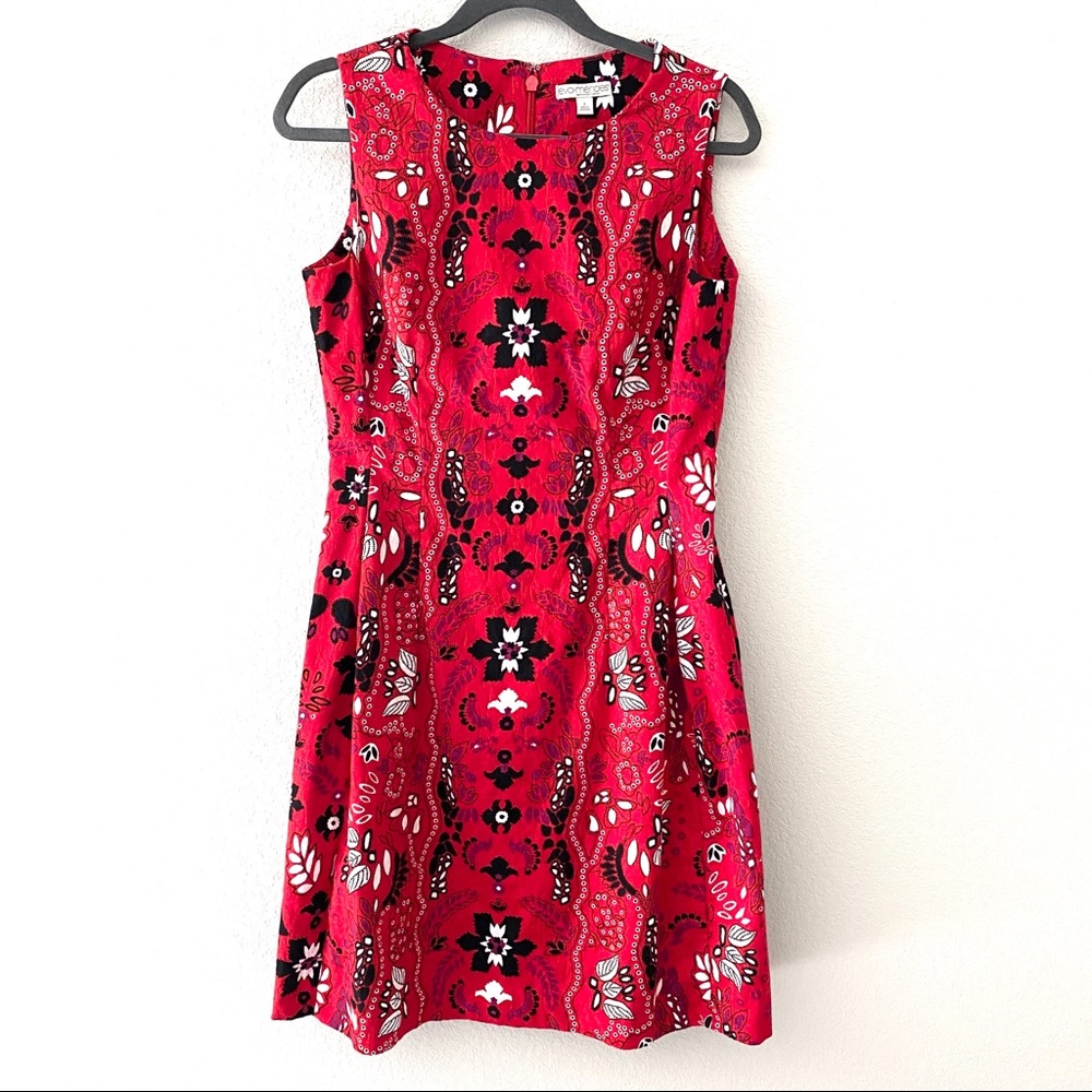 eva mendes for New York & Company Red Printed Sleeveless Midi Dress